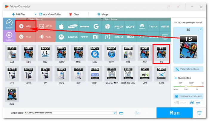 Choose TS as Output Format