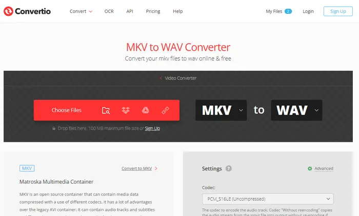 Convert MKV File to WAV Online