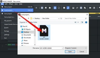 Open MMM File in MAGIX Music Maker