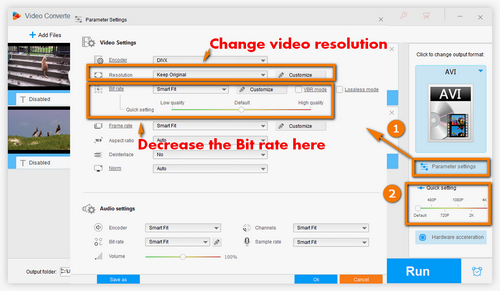 Change Resolution and Bit-rate