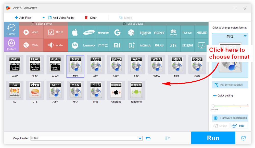 Select Output Format