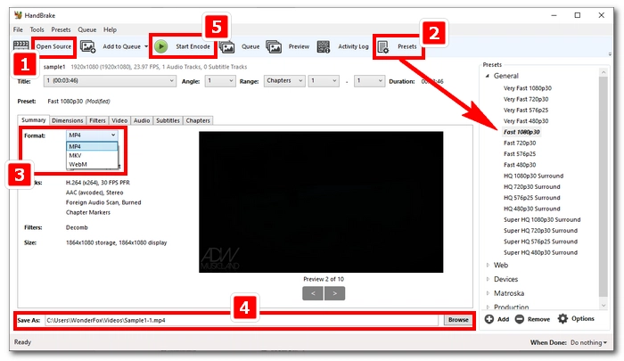 Convert MOV to MP4 with HandBrake