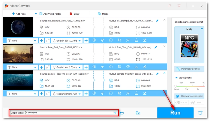 Start MOV MPEG2 Conversion