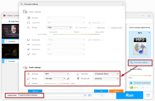 Customize Parameters and Finish Movie MP3 Conversion