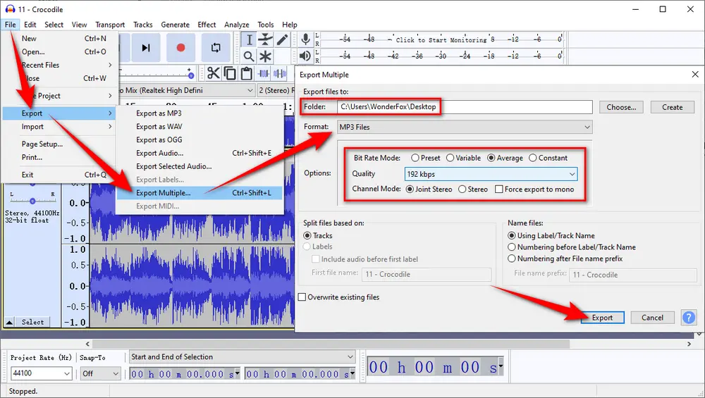 Audacity MP3 File Reducer