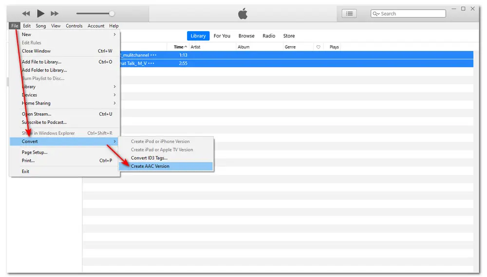 Convert MP3 to AAC in iTunes