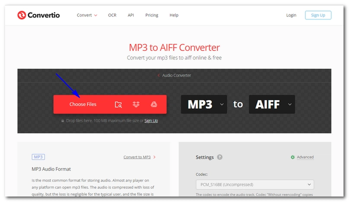 Upload MP3 to Convertio