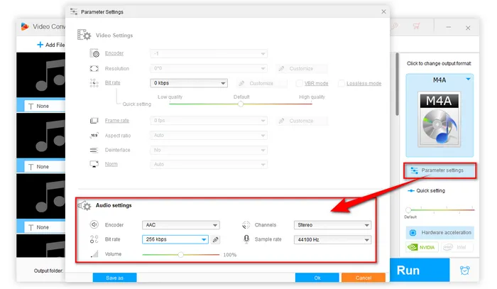 Custom Settings for MP3 Convert to M4A