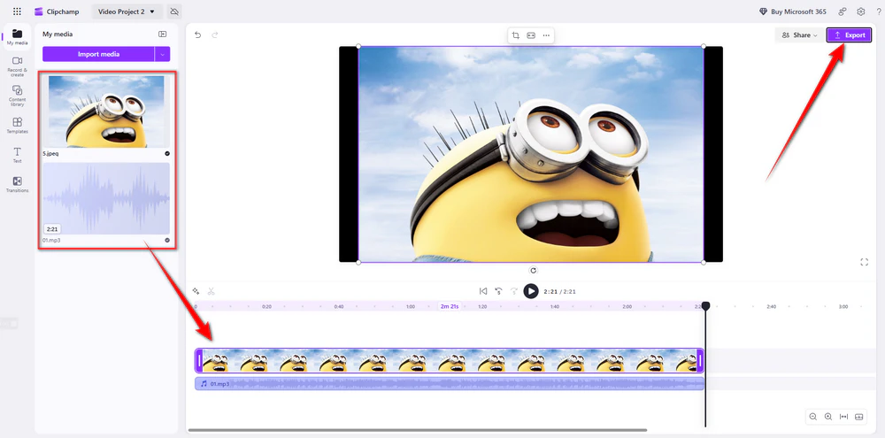 Convert MP3 to MP4 Using Clipchamp