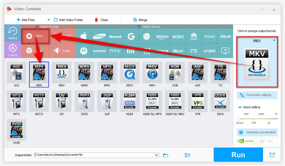 Choose MP4 as Output Format