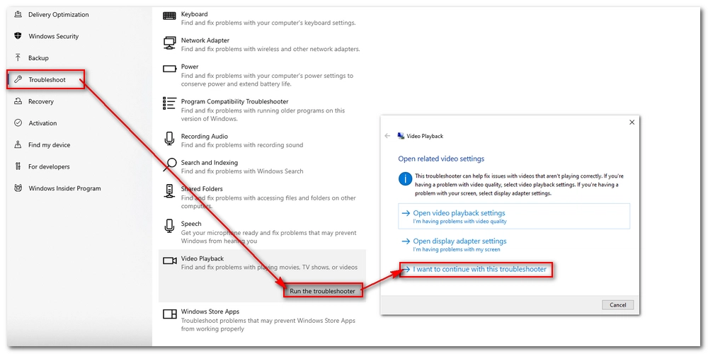 Run Video Troubleshooter