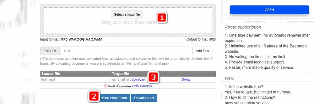 Convert the audio file to MIDI