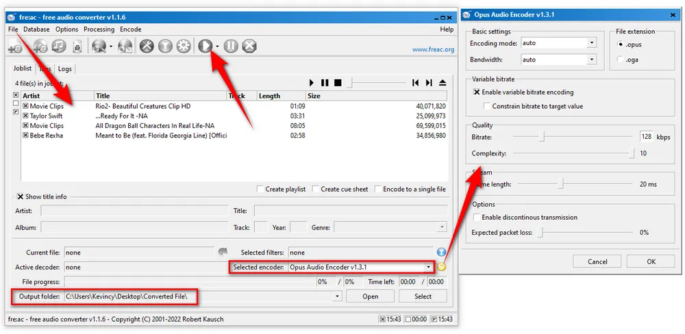 MP4 to Opus Converter Software fre:ac