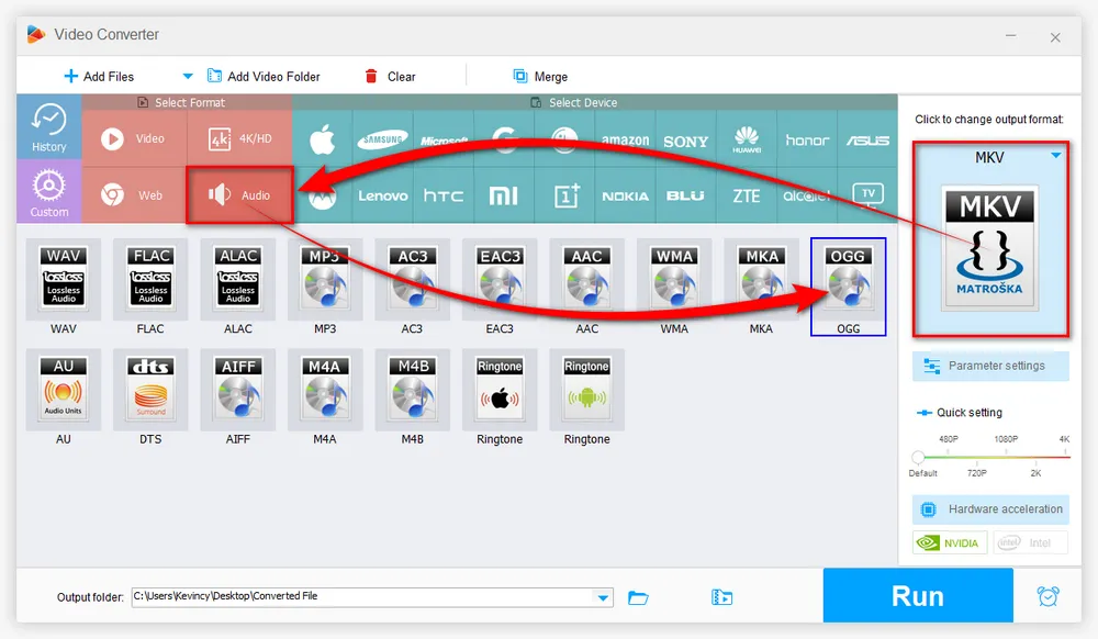 Choose OGG Profiles as Output Format