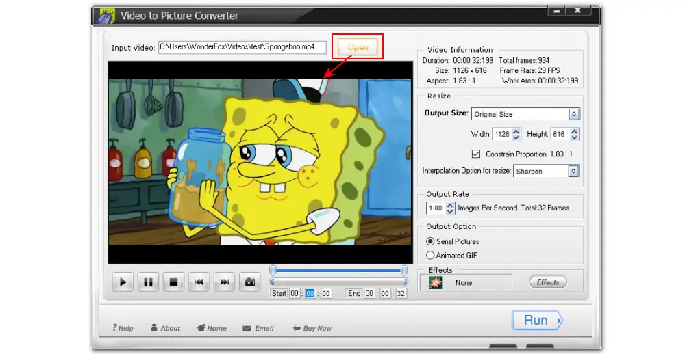 Open MP4 Video to PNG Converter