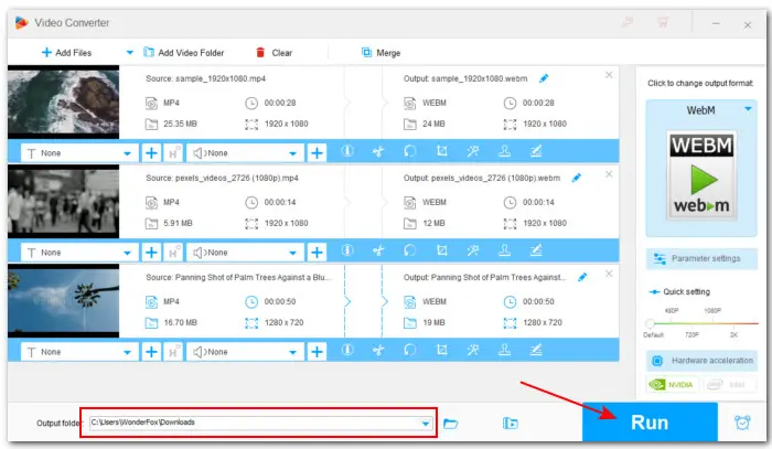 Start MP4 Video Files to WebM Conversion