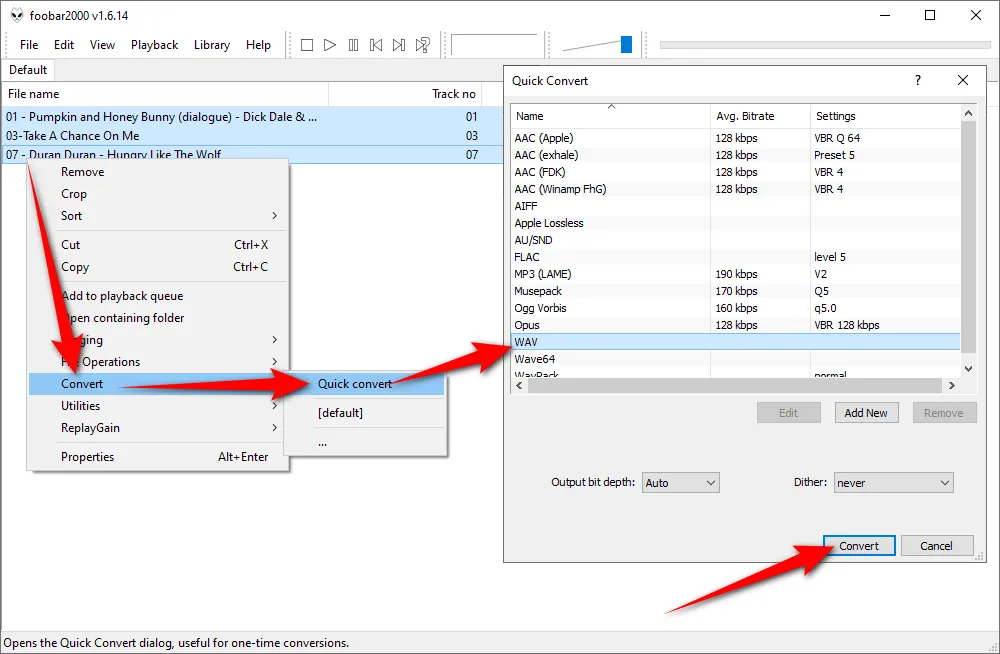 Foobar2000 Free MPC WAV Conversion