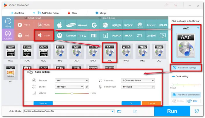 Select AAC Format