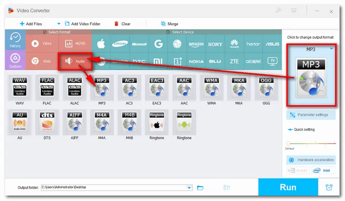Set MP3 as Output Format