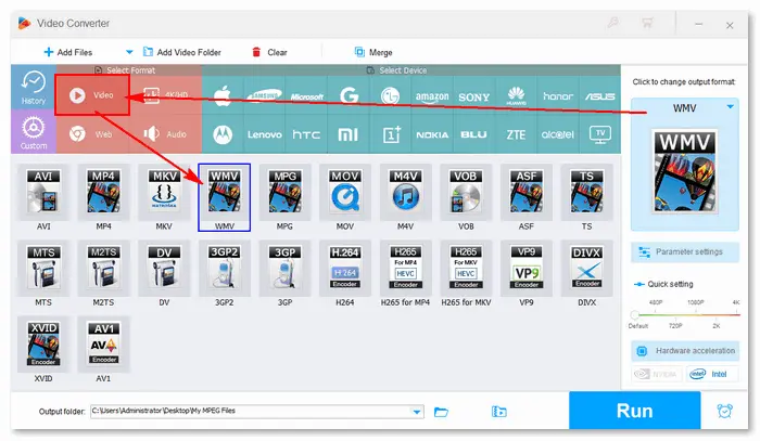 Select Output Format