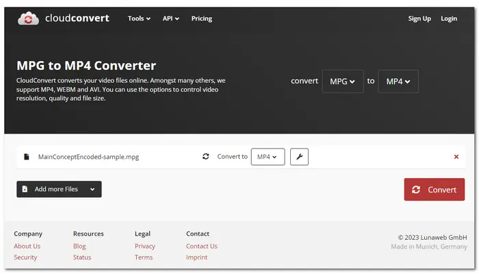 CloudConvert for MPEG Conversion