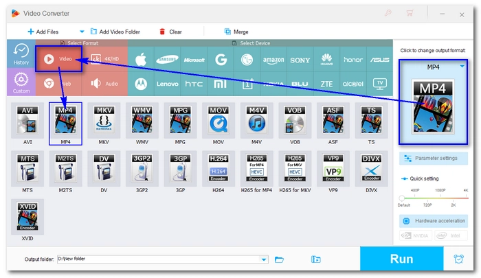 Choose MP4 as the Output Format