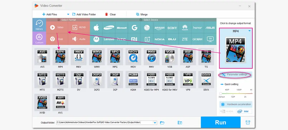 Select Output Format