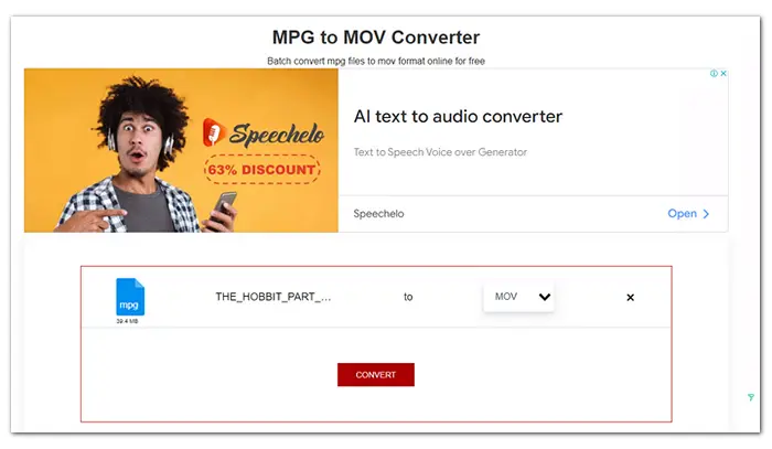 Convert .mpg to .mov Online