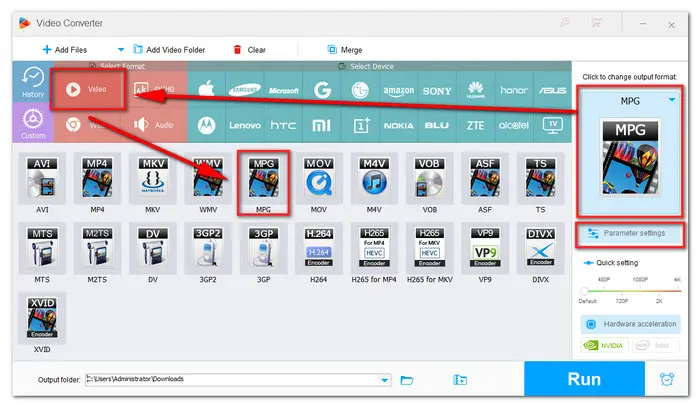 Select the Output Format