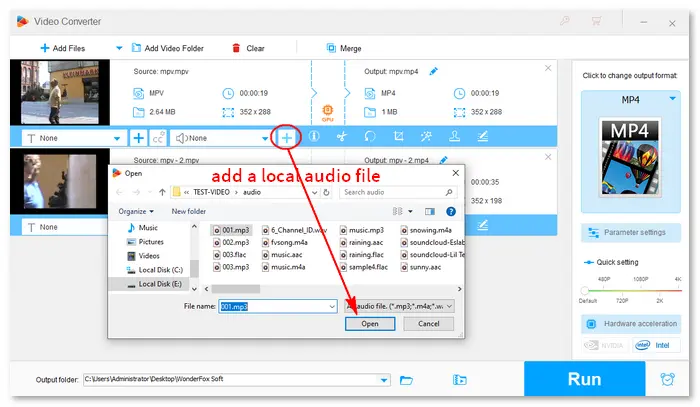 Add Audio to MPV Video