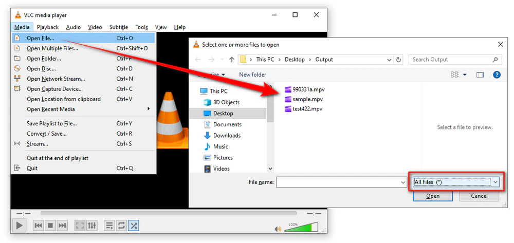 Play MPV File in VLC