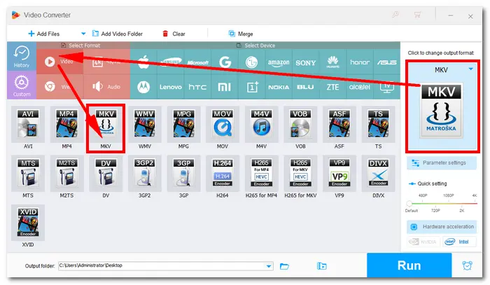 Select Output Format