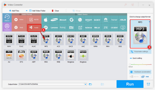 Select an output format