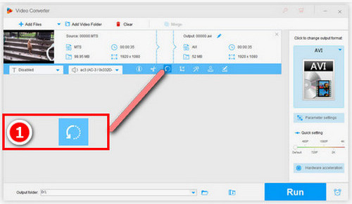 Open the rotation dialog