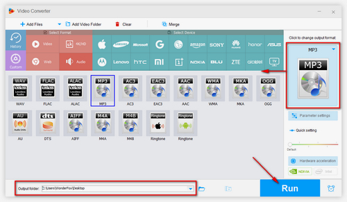 Select output format and get new file