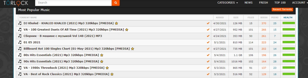 One of the best music torrent sites, Torlock 