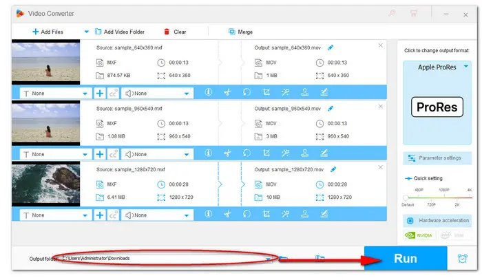 Start MXF Files to Apple ProRes Conversion