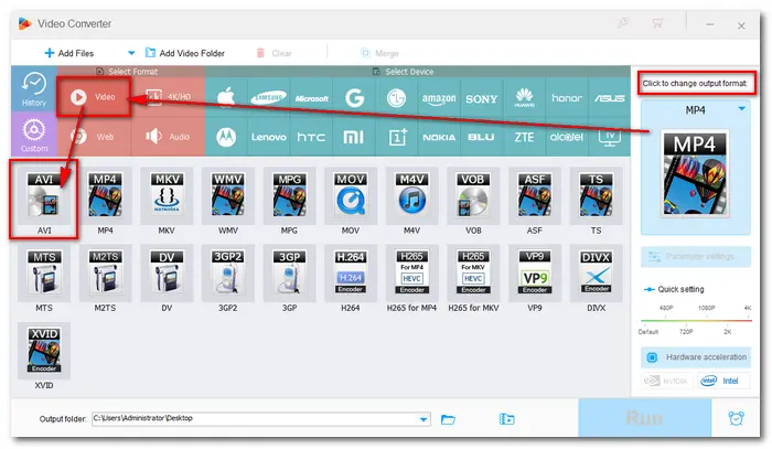 Pick AVI as Export Format