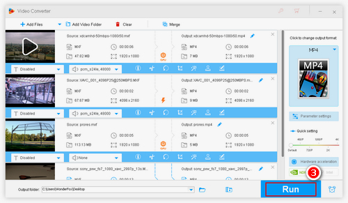 Start MXF File to MP4 Conversion