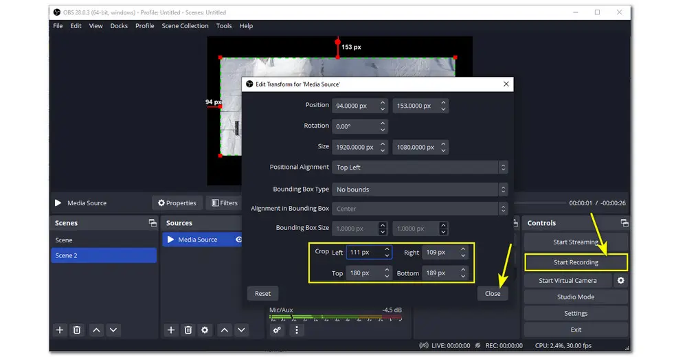 How to Crop Video in OBS