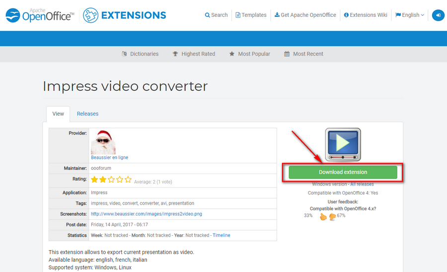 Download Impress2video Extension