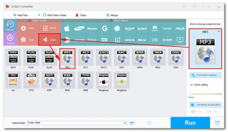 Choose MP3 format for output