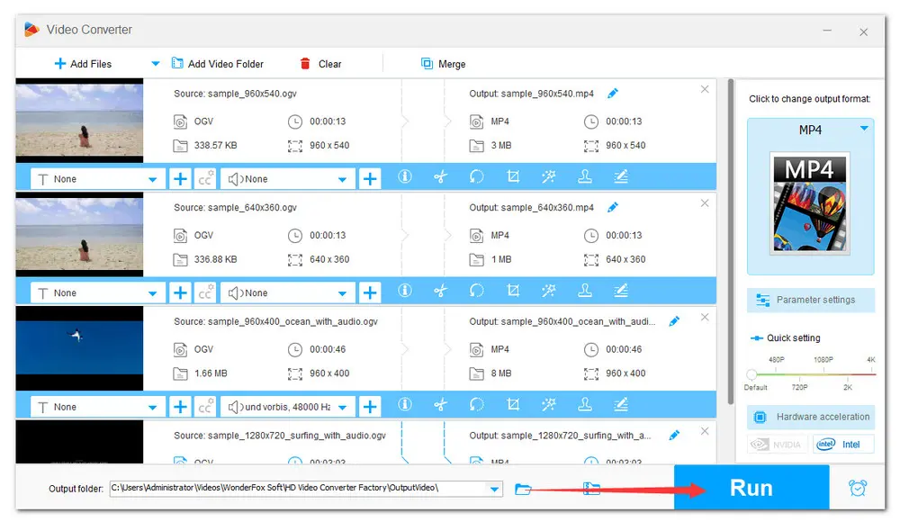 Start OGV to MP4 Conversion 