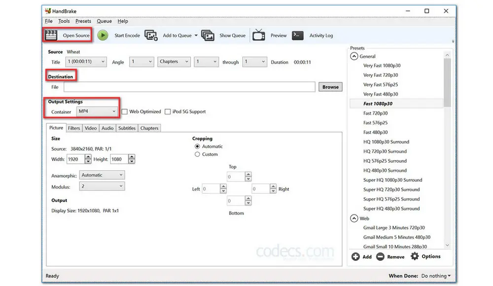 Using Handbrake Convert OGV 