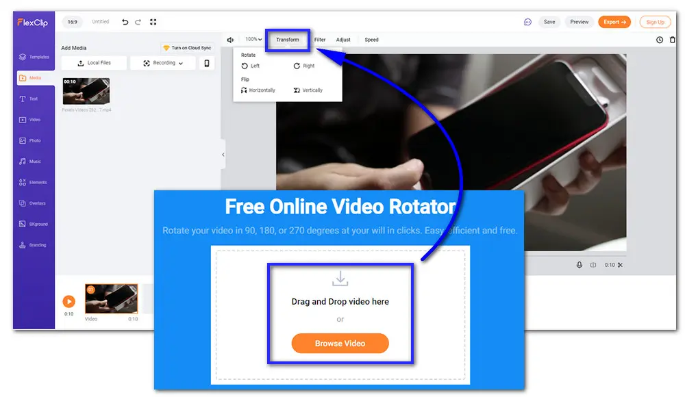 Rotate Video Online Free 1GB 