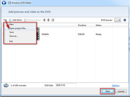 Windows DVD Maker file format
