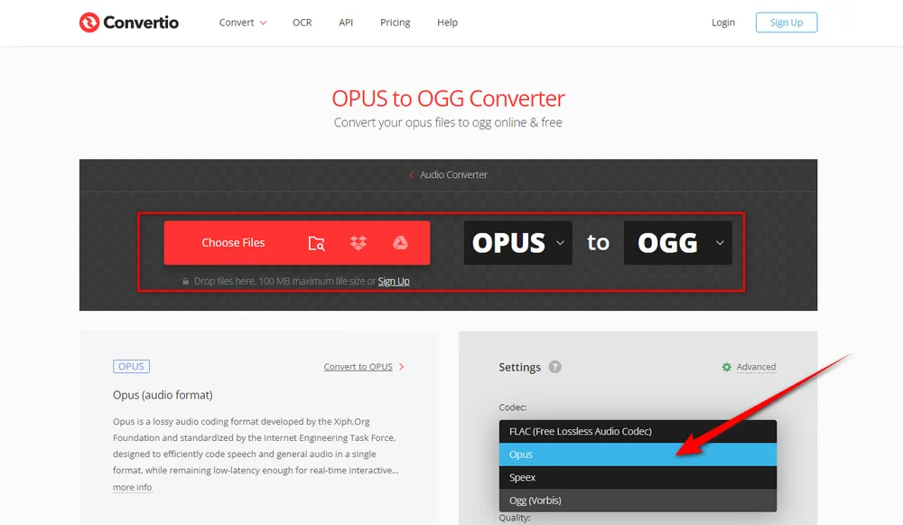 Online Opus to Ogg Converter