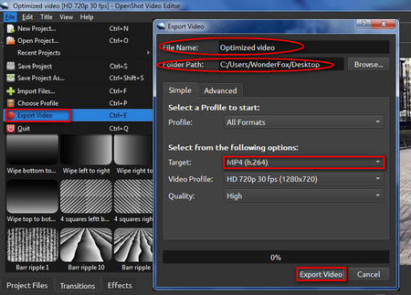 How to Export OSP File to MP4 