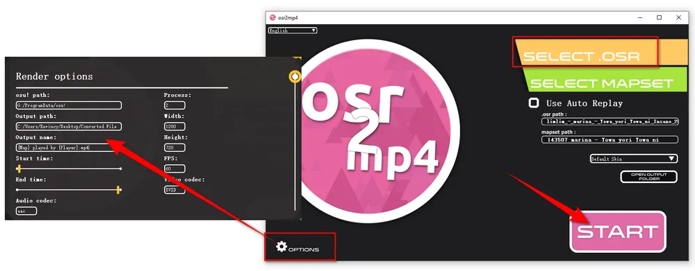 Convert OSR to MP4 Using osr2mp4 App