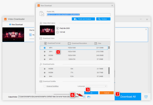 Selecting format and path 